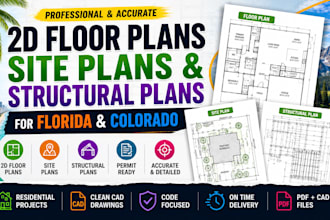 create 2d floor plans, site plans and structural plans for florida, colorado