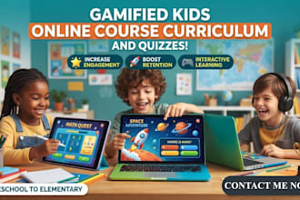 build gamified kids online course curriculum and quizzes