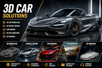 do 3d car modelling 3d vehicle design car render 3d car animation 3d printing