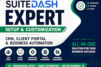 setup and customize suitedash CRM client portal and business automation