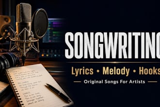 write and compose custom song lyrics and melody, vocalist singer, edm, pop, rock