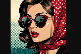 draw retro vintage comic book pop art,  illustration in retro 50s 60s for poster