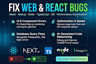 fix react js bugs, node js errors, and do small development tasks