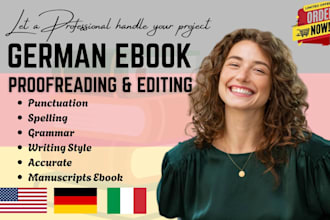 proofread, copyedit german book manuscript, document, grammar, text, spell check