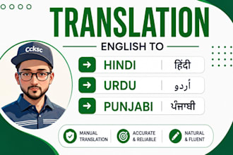 professionally translate english to hindi, urdu, and punjabi