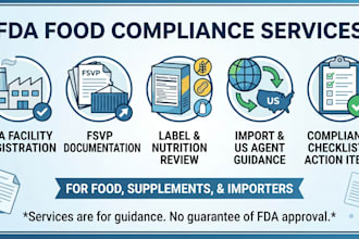 help with fda food facility registration, fsvp and label review