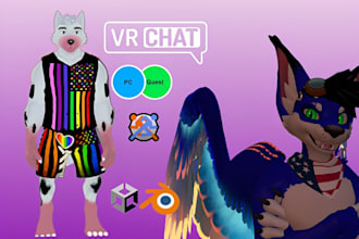 custom 3d vrchat avatar furry avatar physbone rig furry 3d model for quest pc