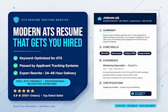 create professional ats resume cv and cover letter design