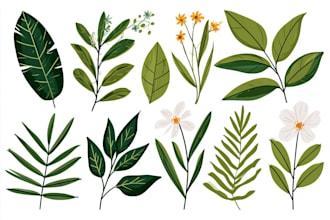 draw botanical illustration of flowers and  plants