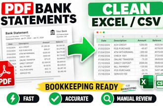 convert pdf bank statements to clean excel or CSV