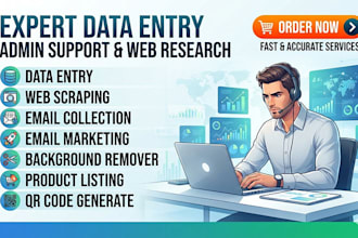 data entry, admin support, and web research for clients