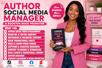 manage your author social media and booktok marketing accounts, book promotion
