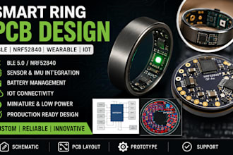 design smart ring pcb, ble, nrf52840, wearable, sensor, imu, battery, iot design