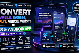 convert wrap lovable base44 replit vercel website to ios, android with capacitor