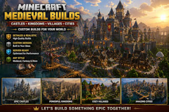 build a custom minecraft medieval castle, kingdom, village or city