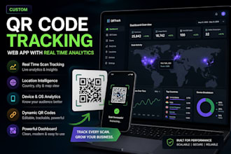 build,create,develop a custom qr code tracking web app with real time analytics