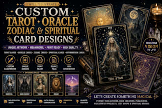 create custom tarot oracle zodiac and mystical card illustrations