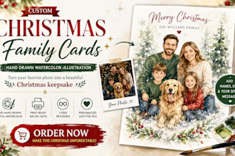 draw custom family christmas card