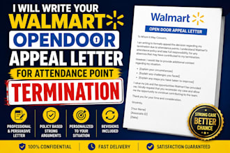 write your walmart opendoor appeal letter for attendance point termination