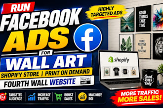 run facebook ads for wall art shopify store print on demand fourth wall website