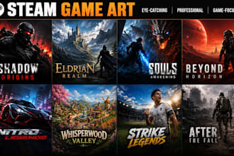 design steam capsule art, steam banner, game poster  and store banner