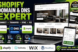connect domain transfer shopify godaddy products sync fix dns website error