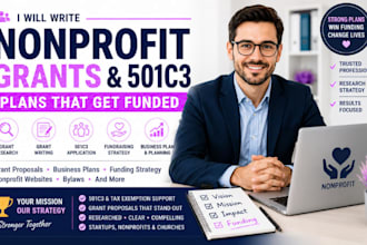 write nonprofit grants and 501c3 plans