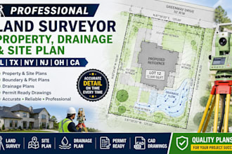 usa fl tx ny nj oh ca land surveyor property drainage plan and site plan