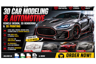 do 3d car modeling, automotive vehicle design, 3d rendering and 3d printing