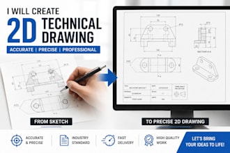 create professional 2d technical drawings