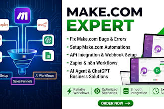 fix make com, made com, setup make com automation, made automation expert zapier
