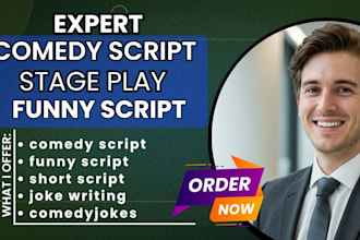 write comedy script, funny script, comedy screenplay, stage play and tv script