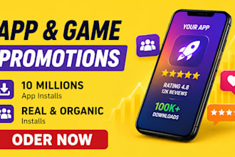 do mobile app, web app promotion, and app video  to reach 500m app users install