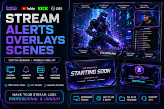design custom stream overlays alerts and scenes for obs
