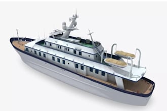 model 3d ship, boat, yacht, vessel, marine cad, tanks rendering for 3d printing