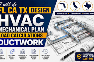 fl ca tx design hvac mechanical plan load calculations ductwork