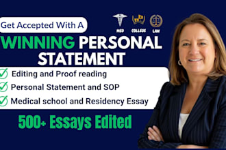 edit medical school, residency or fellowship personal statement, admission essay