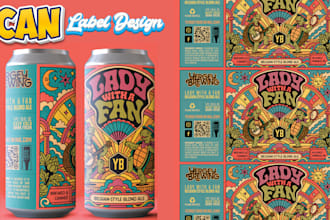 design soda can label, energy drink label, beverage packaging and beer label