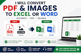 convert PDF or images to excel or word