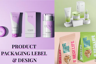 design 3d product packaging lebels, boxes and pouches for your brand