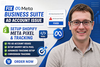 fix meta buisiness suite ad account issue, setup shopify meta pixel and tracking