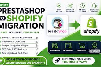 migrate prestashop to shopify with products orders customers and SEO migration