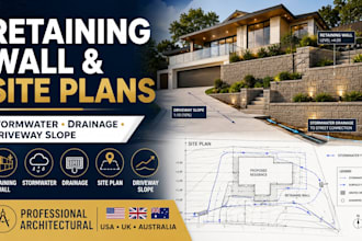create retaining wall stormwater driveway slope drainage and site plans