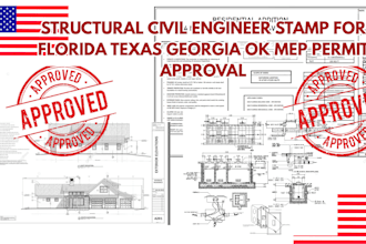 structural civil engineer stamp for florida texas georgia ok mep permit approval