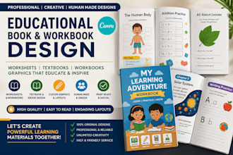 design graphics worksheet educational book workbook design textbook in canva