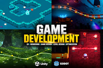 develop 2d game in godot engine and unity game development, video game prototype