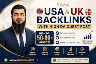 publish USA, UK backlinks with high da guest post