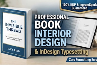 do professional book interior design, kdp formatting and book layout in indesign