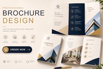 design brochure, trifold brochure design, digital brochure and company profile