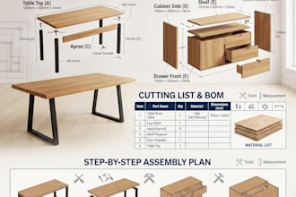 create furniture cutting list bom assembly plan and woodworking drawings